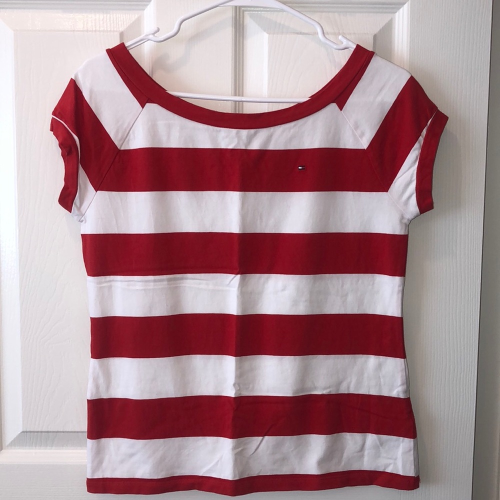 Women’s Red&White Striped Tommy Hilfiger Top